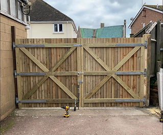 Brand new timber double driveway gate