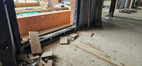 Before shot, of a balcony and building floor that is under construction