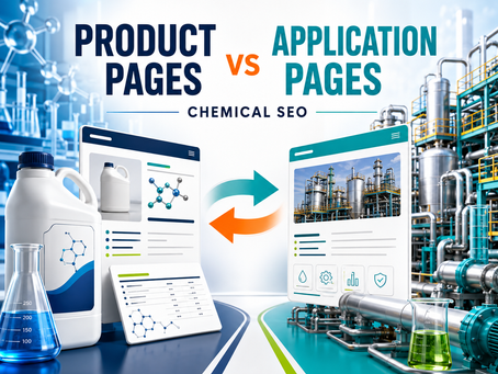 product page vs application page for chemical marketing