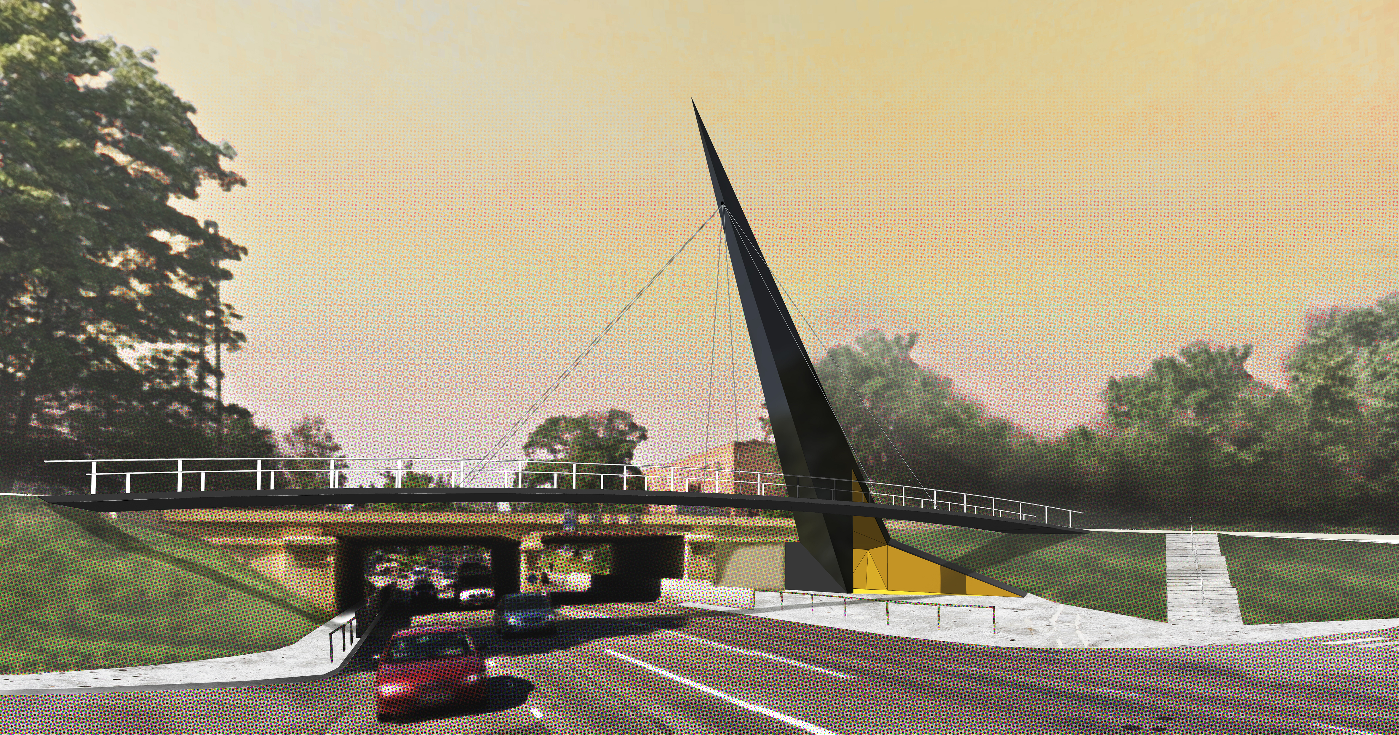 2017 Tunnel and pedestrian bridge in Tart