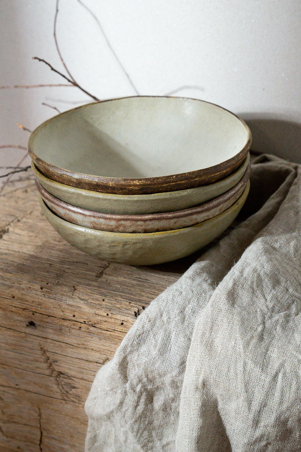 Thumbnail: Handmade bowl Wabi-Sabi, Rustic style stacked with other bowls