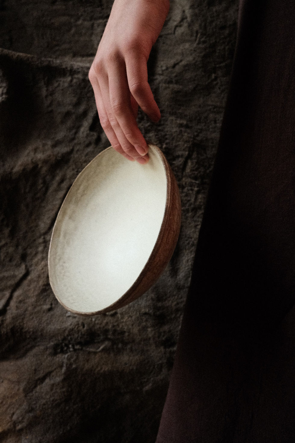 Thumbnail: Handmade bowl Wabi-Sabi, Rustic style inside glazed with a creamy matte white