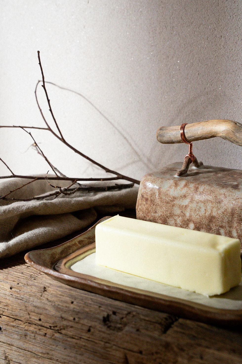 Thumbnail: 'Lived In' Butter Dish -Rustic Robin