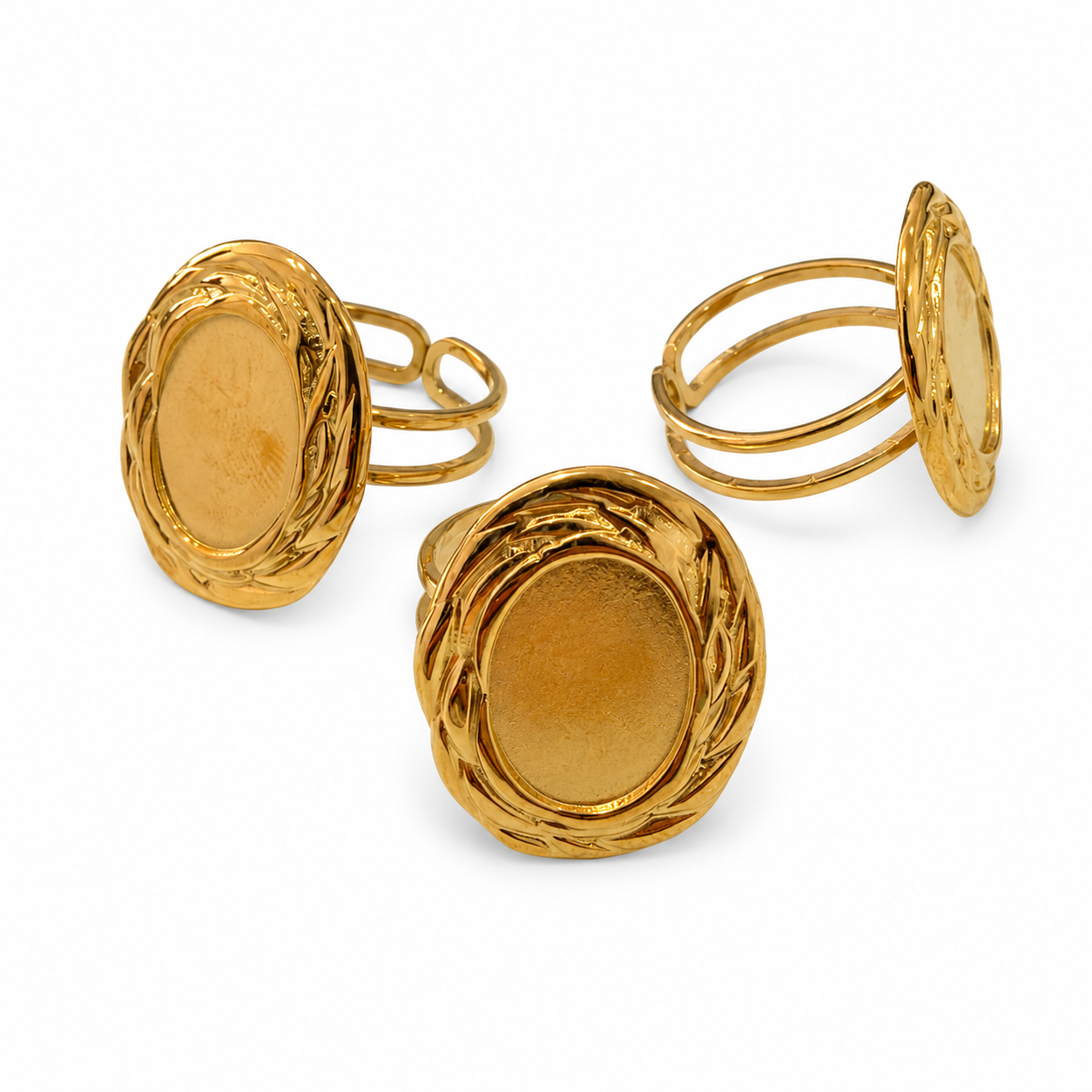 Pack 3 Anillo rugoso dorado