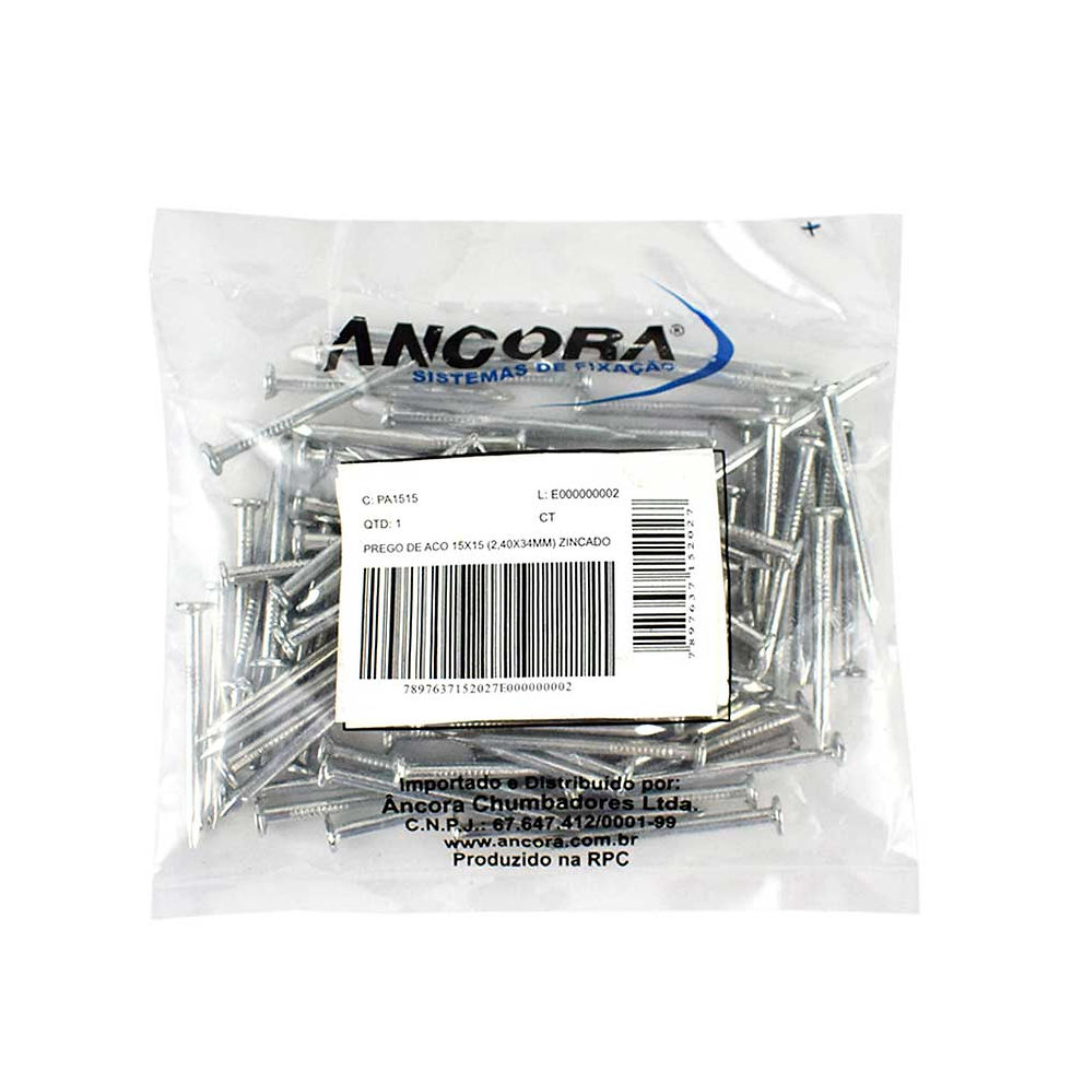 Pacote Prego de Aço 15x15 Ancora - 100 Peças