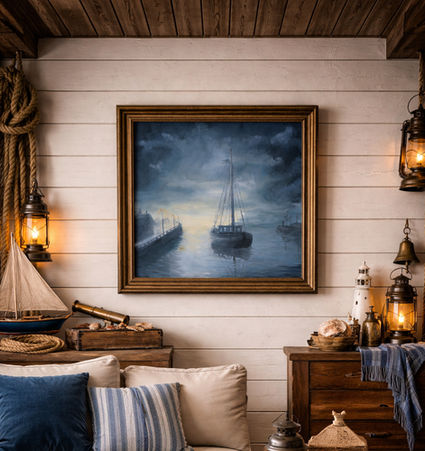 picture of oil painting with ship