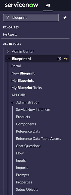 Blueprint AI app in the application navigator