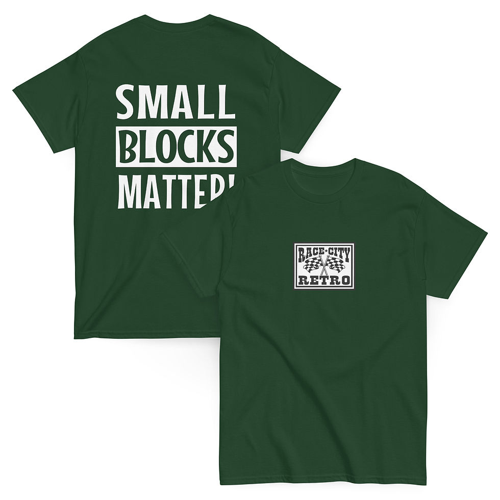 Thumbnail: SMALL BLOCKS MATTER TWO SIDED T SHIRT By Race City Retro