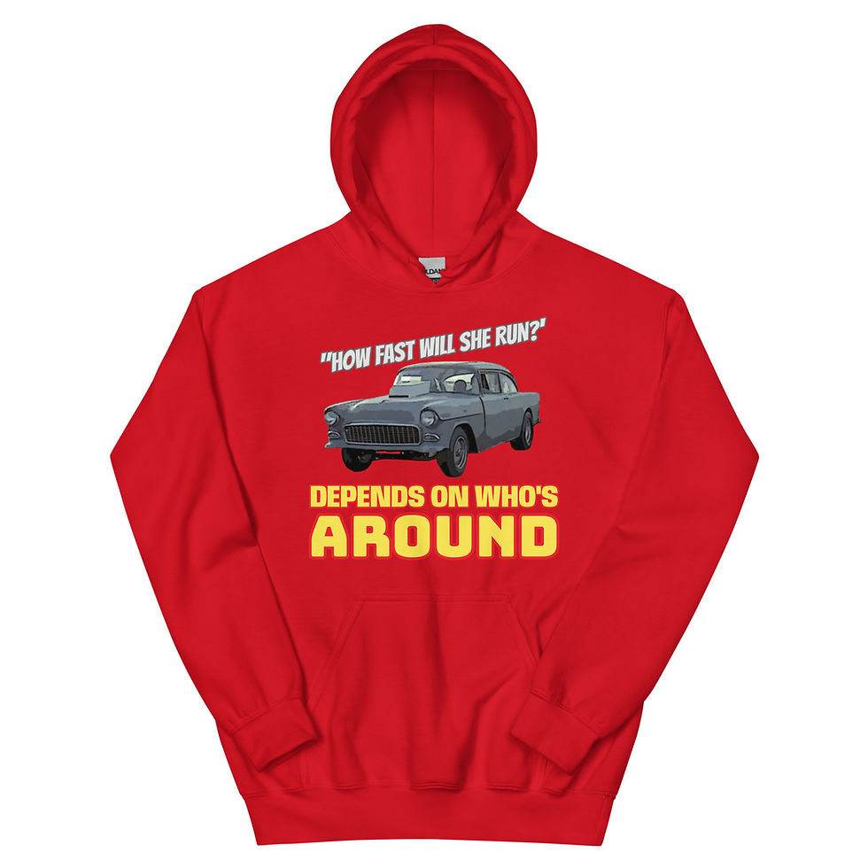 Thumbnail: HOW FAST 2 LANE BLACKTOP 55 Chevy HOODIE by RACE CITY RETRO