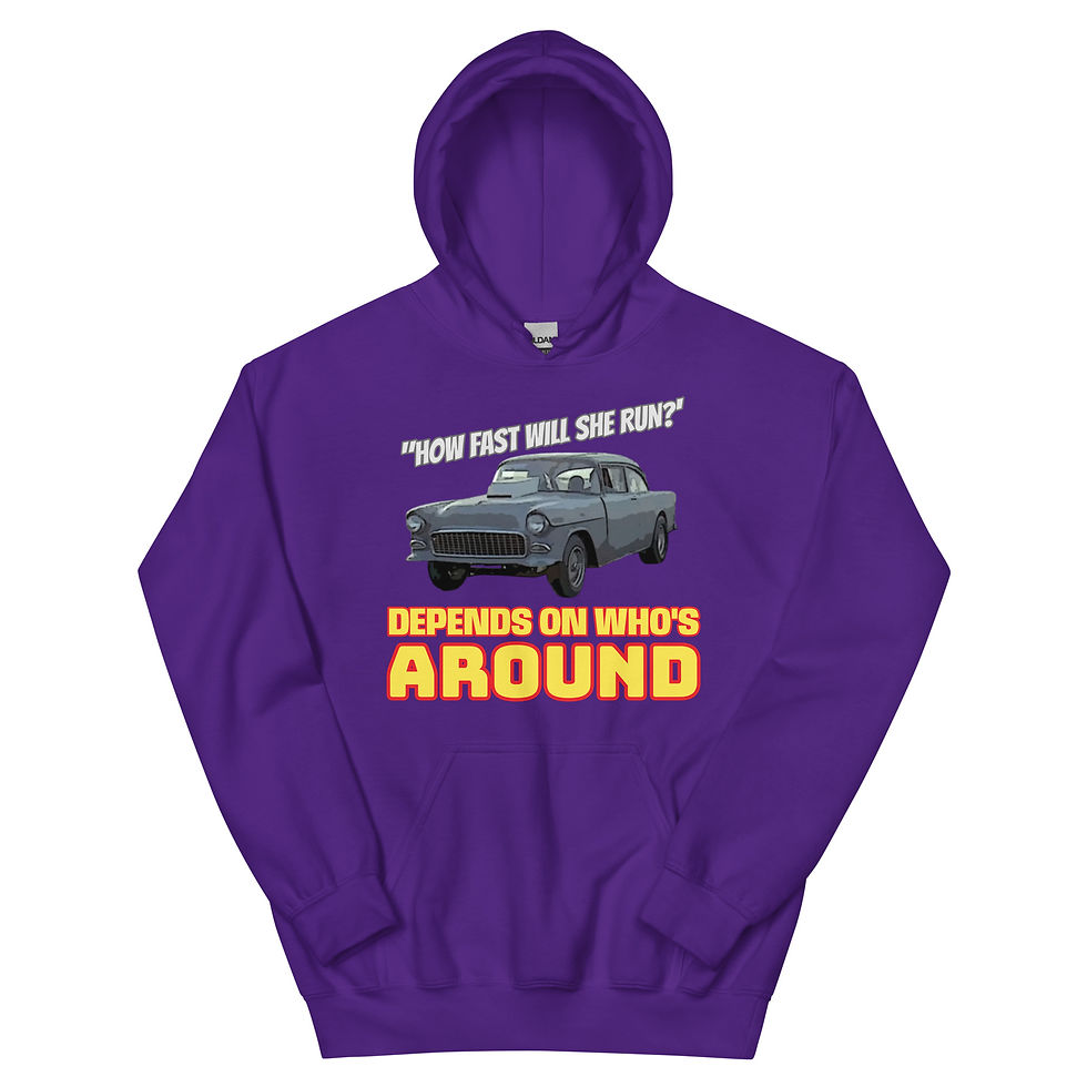 Thumbnail: HOW FAST 2 LANE BLACKTOP 55 Chevy HOODIE by RACE CITY RETRO