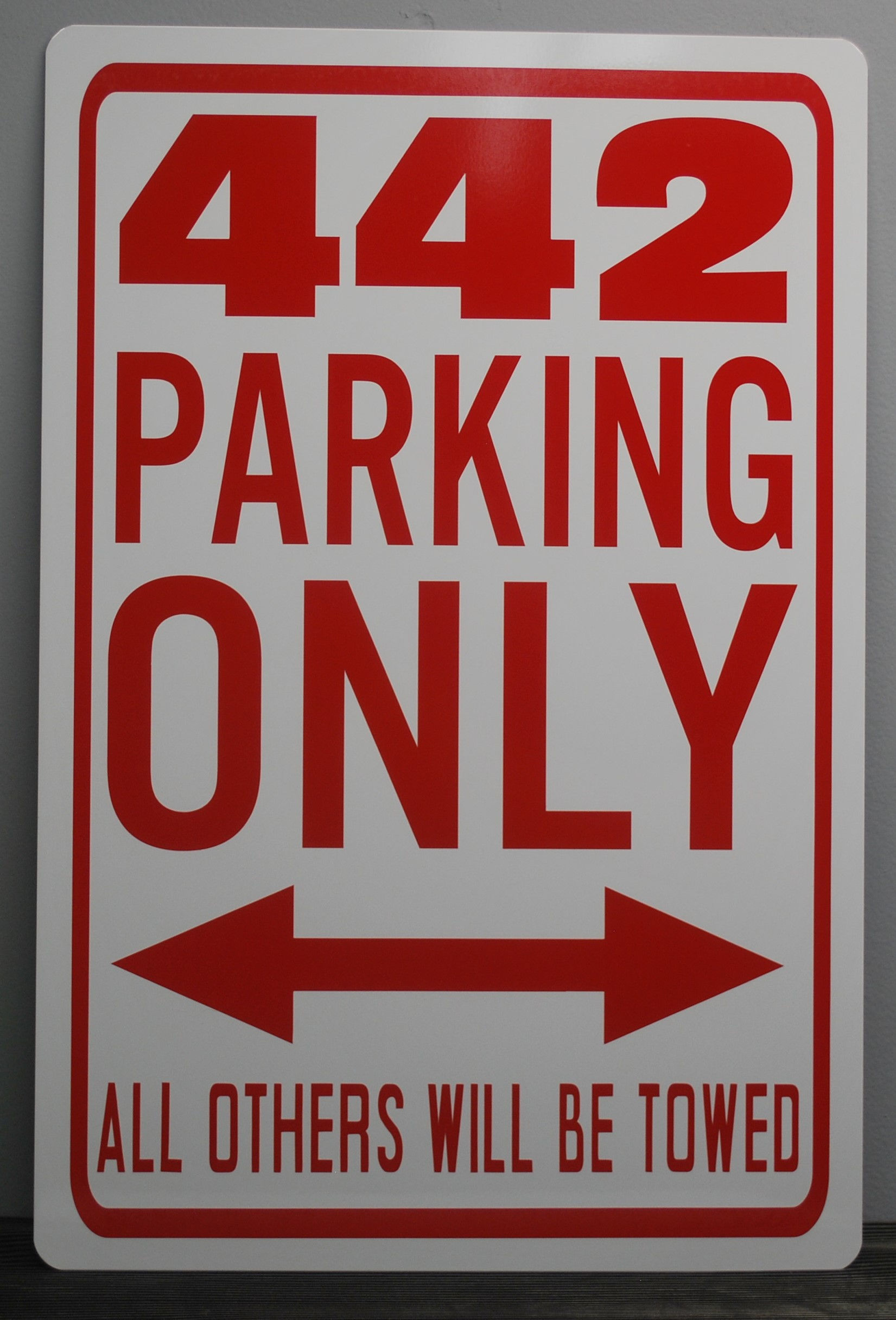442 PARKING ONLY metal sign