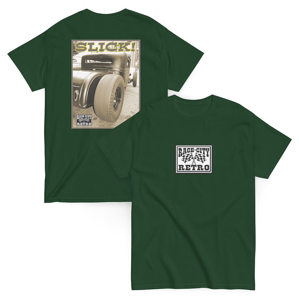 Thumbnail: SLICK! CHOPPED FORD COUPE TWO SIDED T SHIRT By Race City Retro