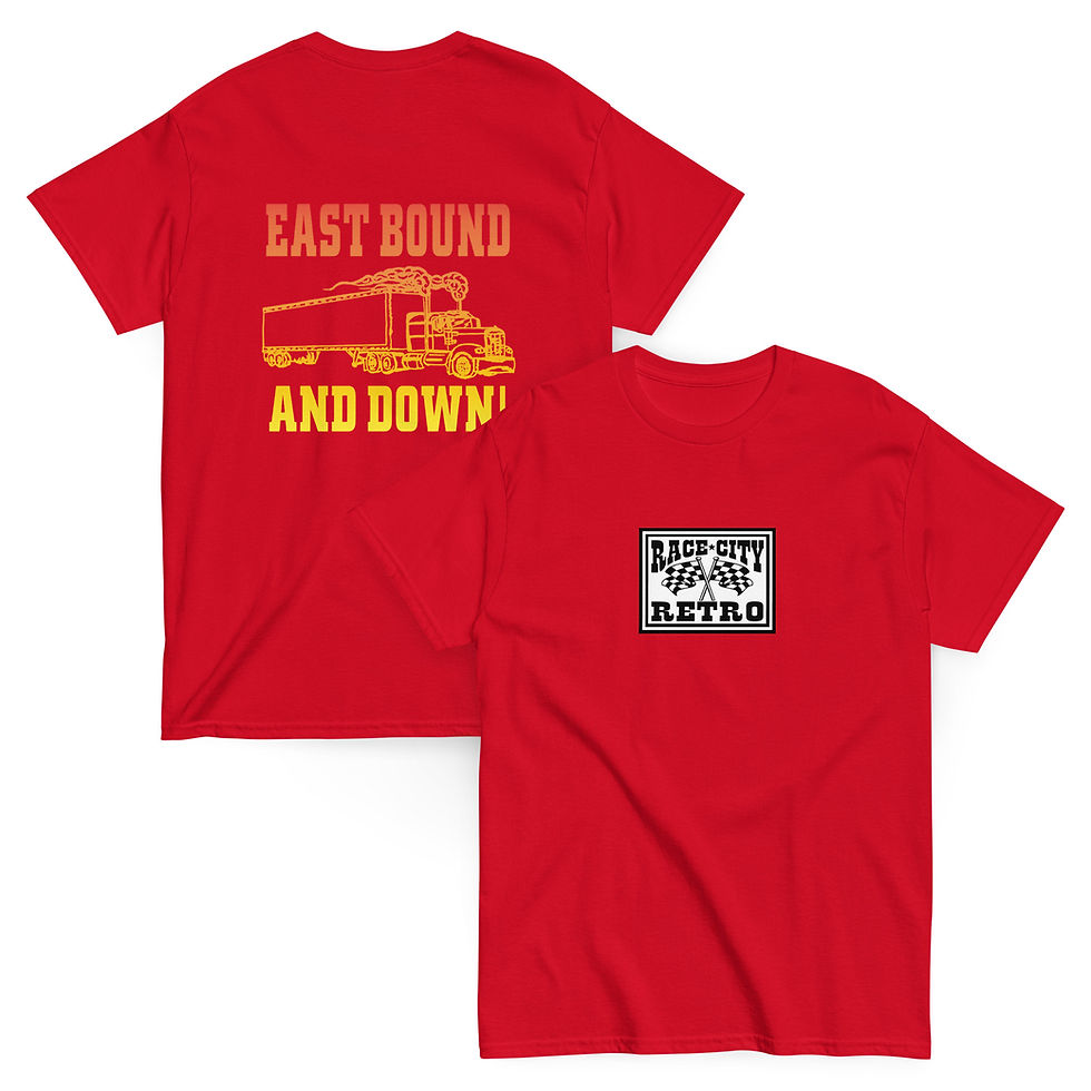 Thumbnail: EAST BOUND AND DOWN TWO SIDED T SHIRT By Race City Retro