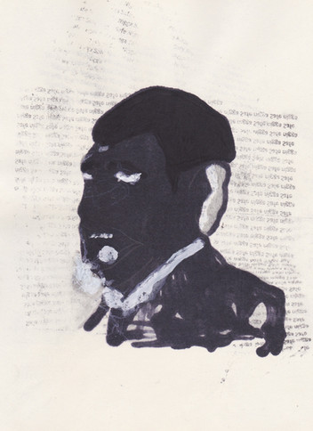 Barrack 11, 2016 - Ink, graphite & correction fluid on tore Moleskine sketchbook paper 3 ½" x 5 ½"