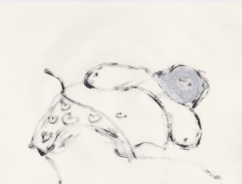 Porn 4 - Oil, graphite & correction fluid on tore Moleskine sketchbook paper 3 ½" x 5 ½"
