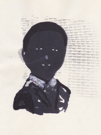 Obama 9, 2016 - Ink, graphite & correction fluid on tore Moleskine sketchbook paper 3 ½" x 5 ½"
