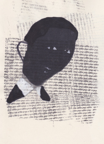 Obama 8, 2016 - Ink, graphite & correction fluid on tore Moleskine sketchbook paper 3 ½" x 5 ½"