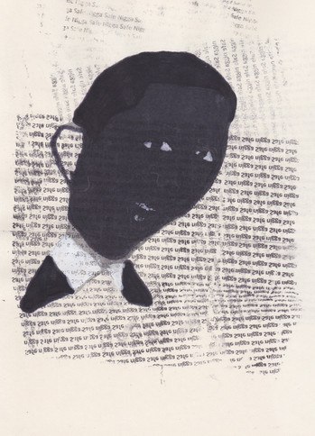 Barrack 8, 2016 - Ink, graphite & correction fluid on tore Moleskine sketchbook paper 3 ½" x 5 ½"