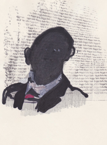 Obama 12, 2016 - Ink, graphite & correction fluid on tore Moleskine sketchbook paper 3 ½" x 5 ½"