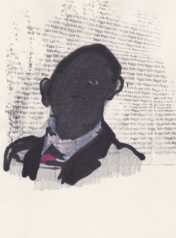 Barrack 12, 2016 - Ink, graphite & correction fluid on tore Moleskine sketchbook paper 3 ½" x 5 ½"