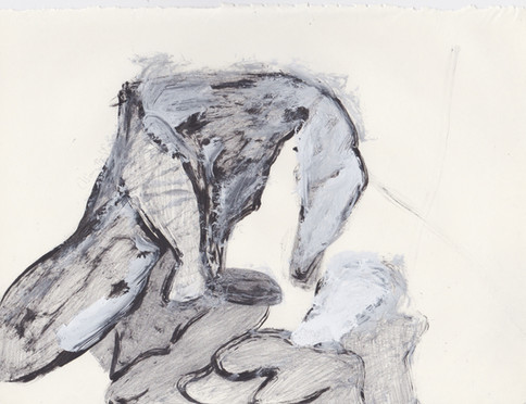 Porn 9 - Oil, graphite & correction fluid on tore Moleskine sketchbook paper 3 ½" x 5 ½"
