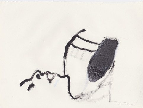 Porn 3 - Oil, graphite & correction fluid on tore Moleskine sketchbook paper 3 ½" x 5 ½"