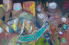 Dream, 2010 (Diptych). Oil on canvas. 24 x 36 inches