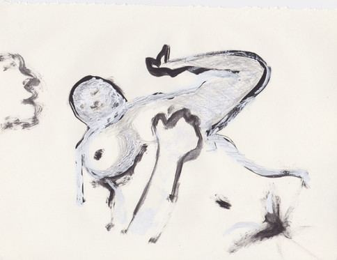 Porn 8 - Oil, graphite & correction fluid on tore Moleskine sketchbook paper 3 ½" x 5 ½"