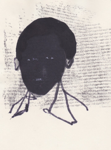 Barrack 4, 2016 - Ink, graphite & correction fluid on tore Moleskine sketchbook paper 3 ½" x 5 ½"