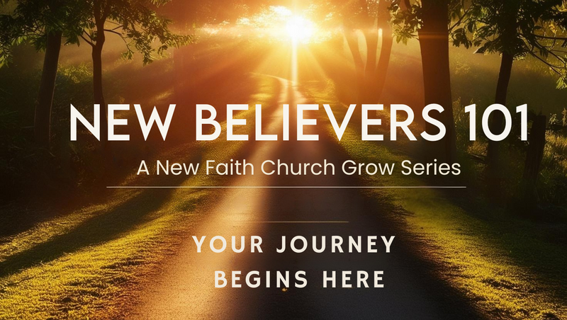 A road leading to a sunset.  Label:  New Believers Series -- Your Journey Begins Here