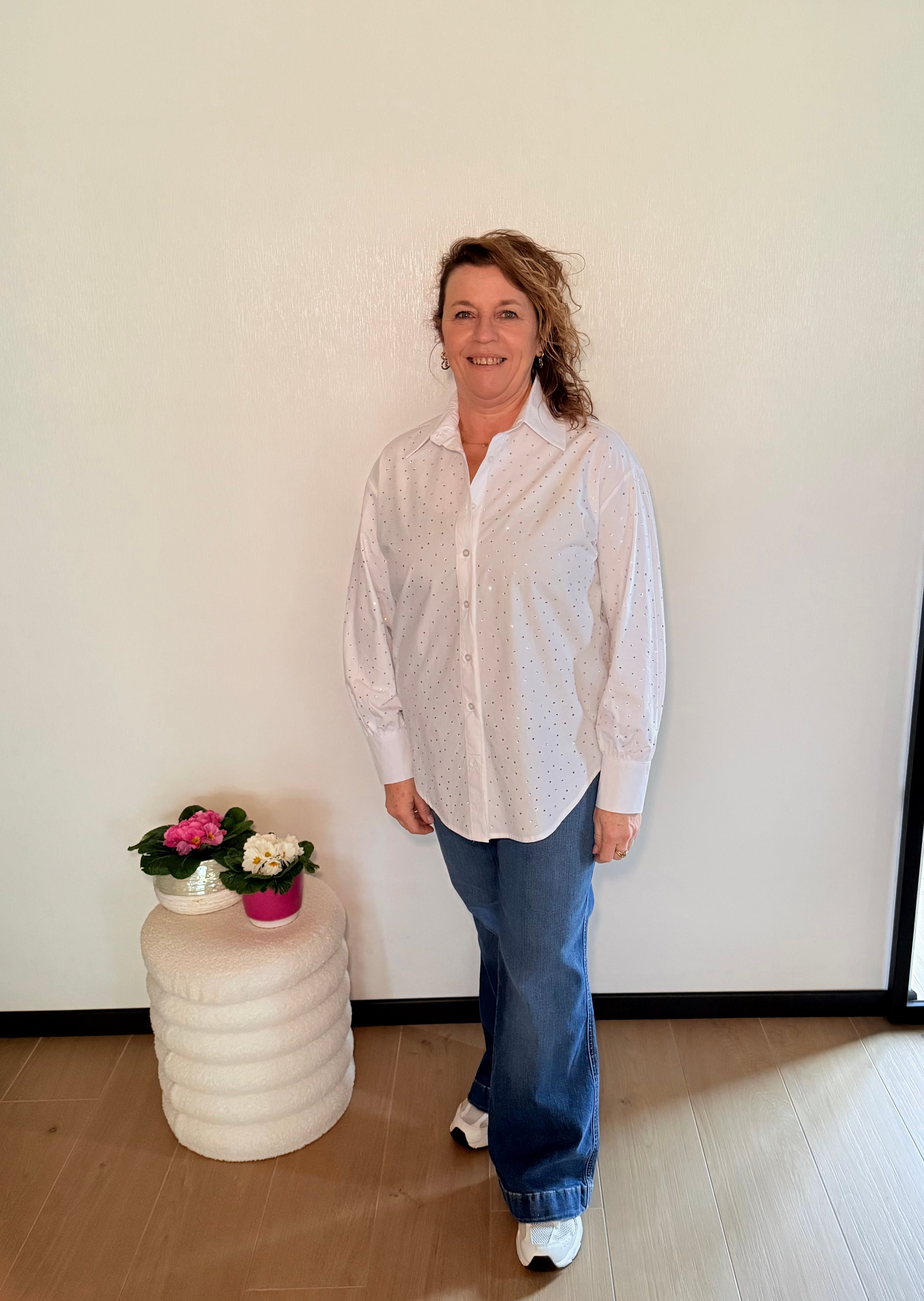 Berthe blouse glitter - Wit