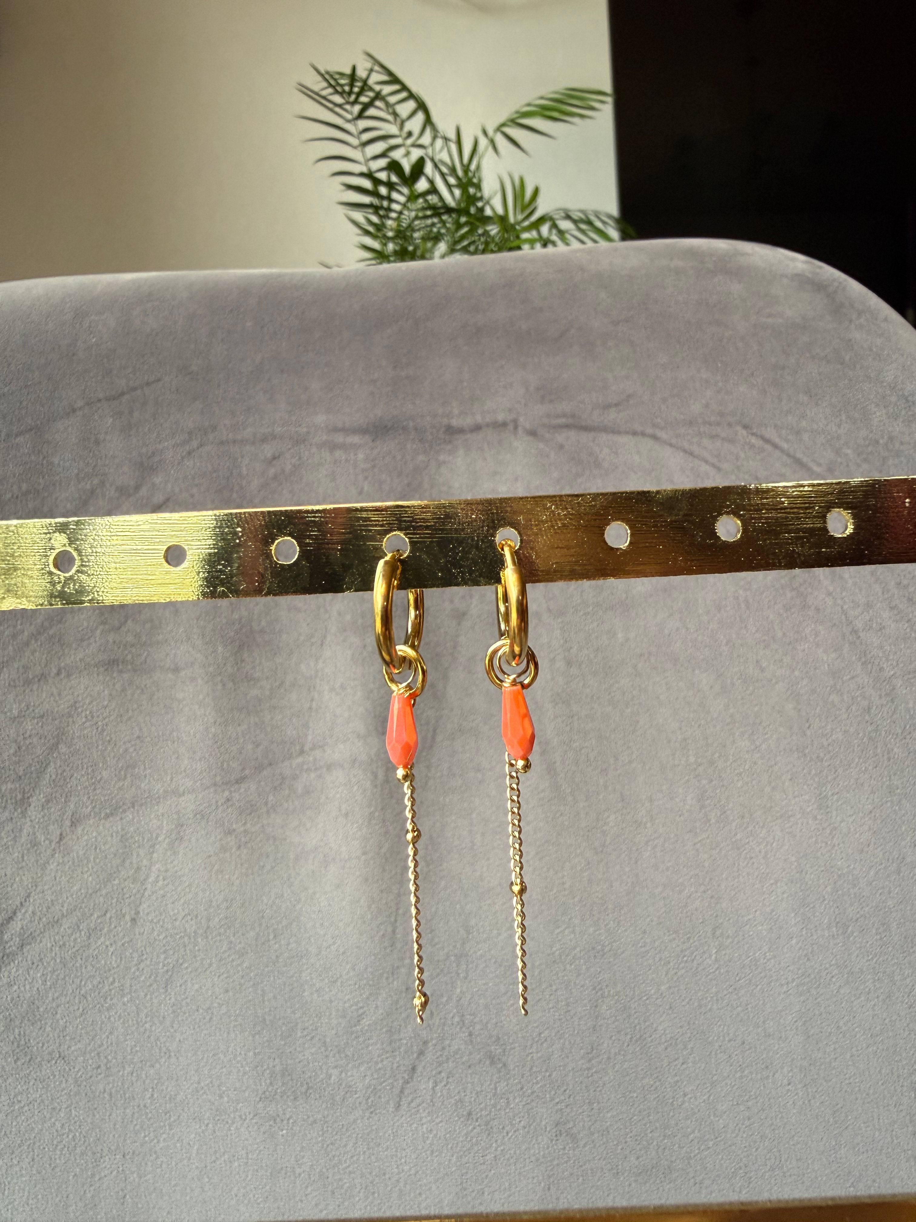 Oorbellen oranje - Goud