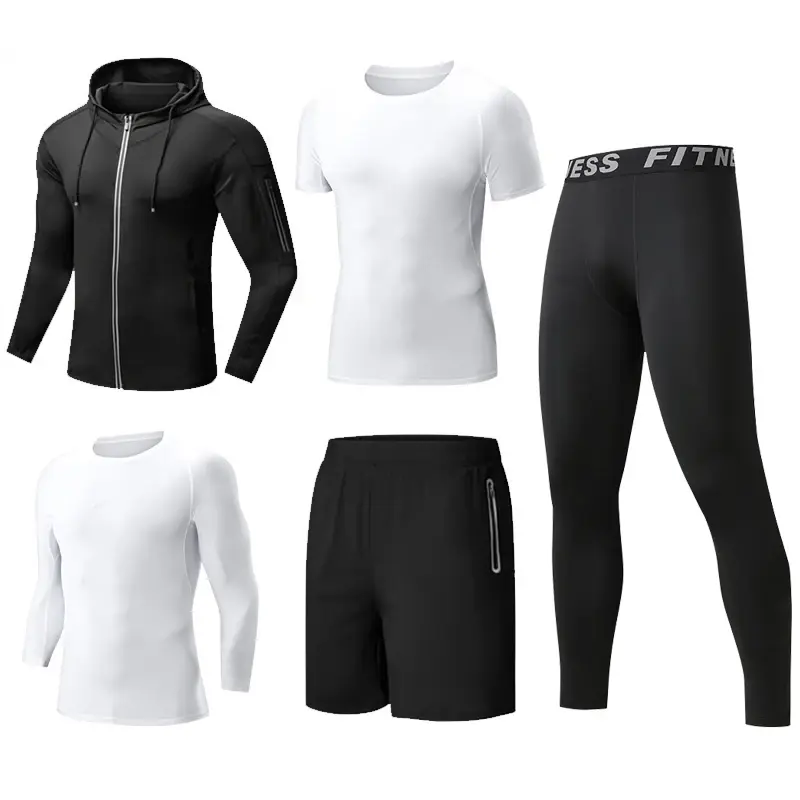 Thumbnail: Men's Gym Clothing Dropshipping Wholesale 5 Pieces Set Polyester Dry Fit Gym