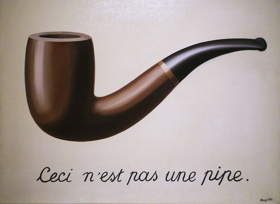 Il tradimento delle immagini (Questa non è una pipa) ,olio su tela (60,3×81,1 cm), René Magritte, 1929 ora al Los Angeles County Museum of Art.