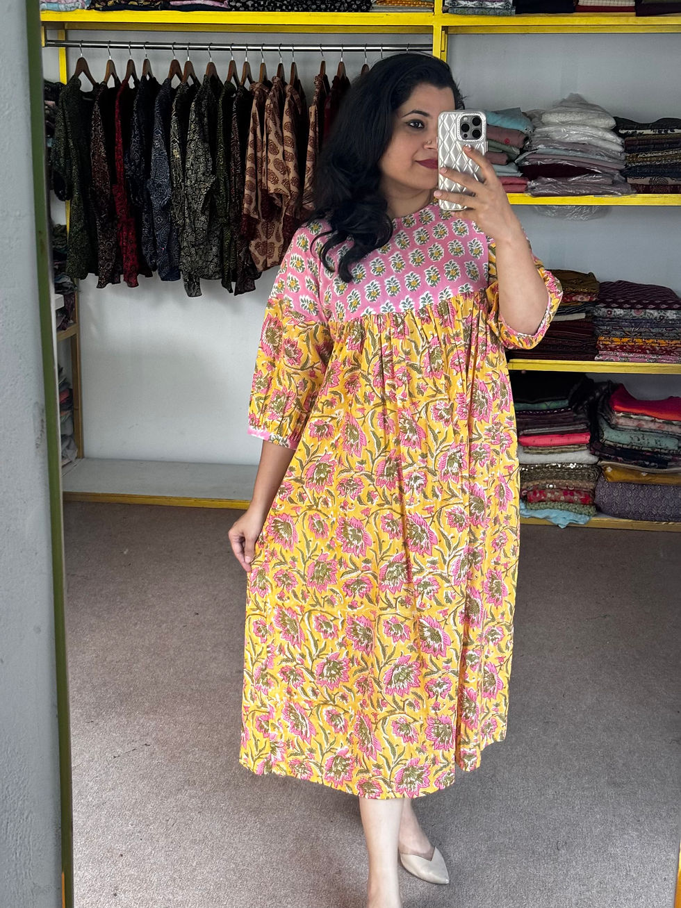 Thumbnail: Ruhh Noorika – Dual Print Sanganeri Dress