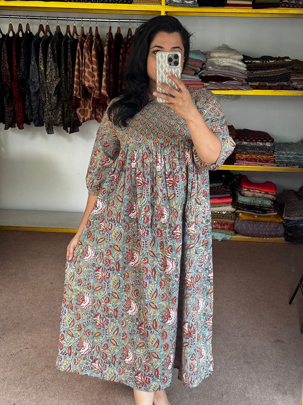 Thumbnail: Ruhh Noorika – Dual Print Sanganeri Dress