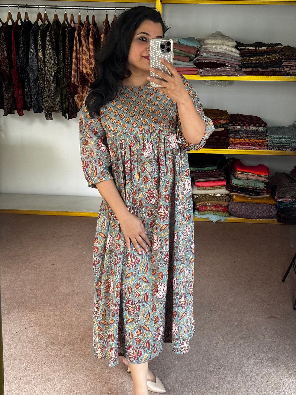 Thumbnail: Ruhh Noorika – Dual Print Sanganeri Dress