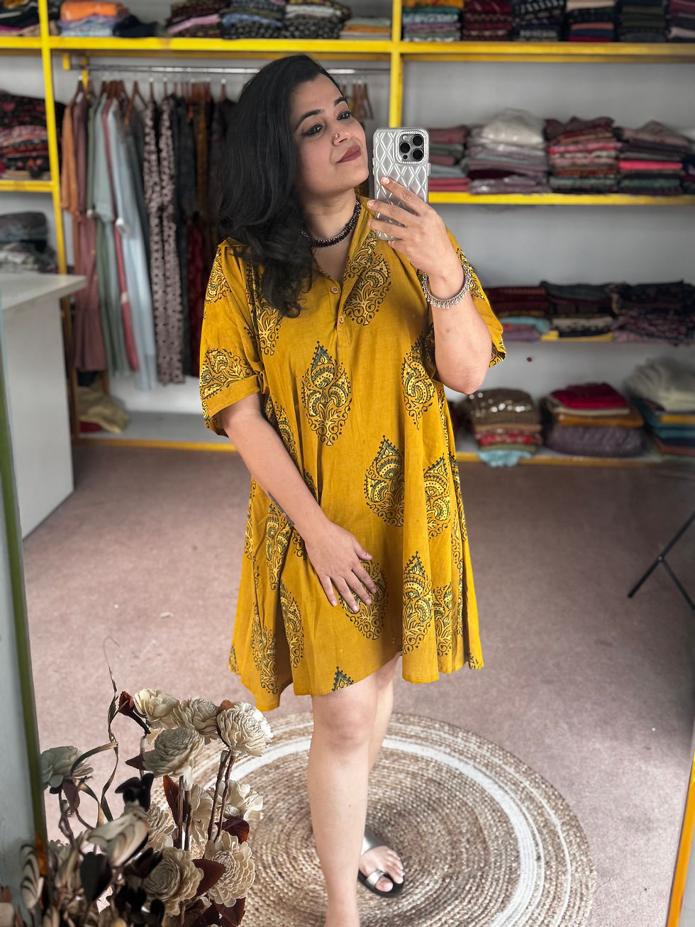 Thumbnail: AHVI Aira Ajrakh Cotton Tunic Dress