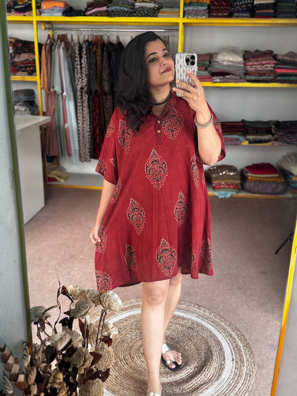 Thumbnail: AHVI Aira Ajrakh Cotton Tunic Dress