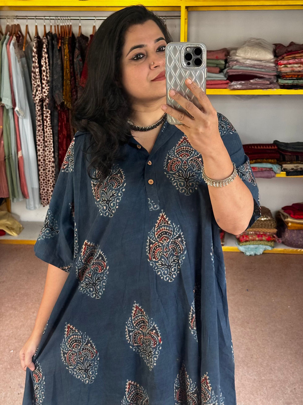 Thumbnail: AHVI Aira Ajrakh Cotton Tunic Dress