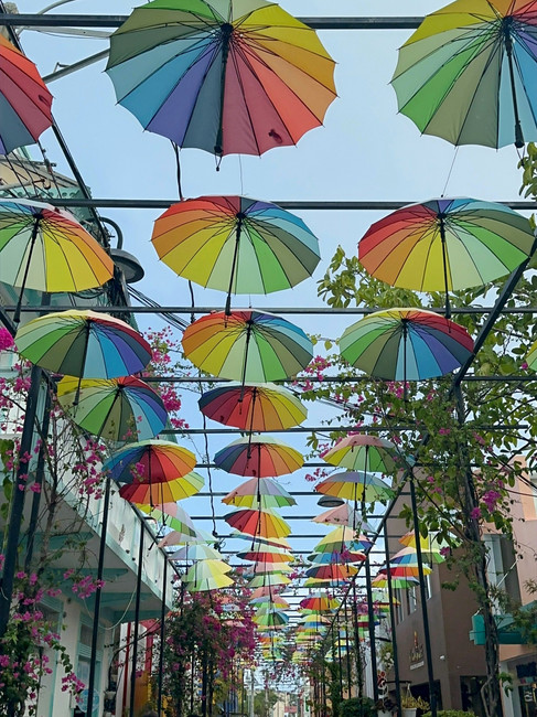 Umbrella Street in Puerto Plata, Dominican Republic