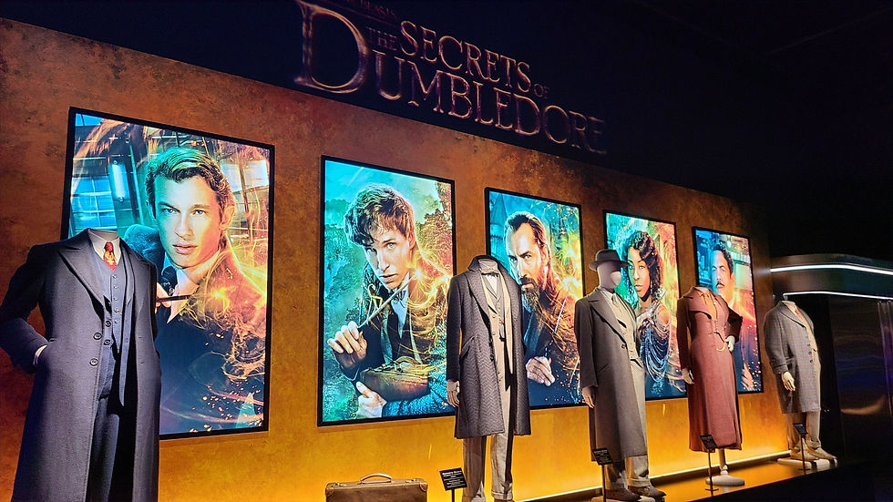 Outfits on display from the Secrets of Dumbledore
