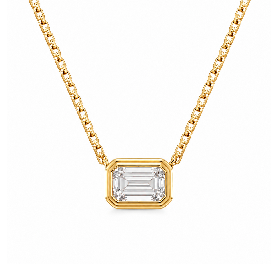 Miniatura: Collar chunky corte esmeralda lab.