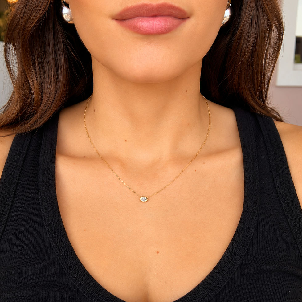 Miniatura: Collar mini diamante corte oval