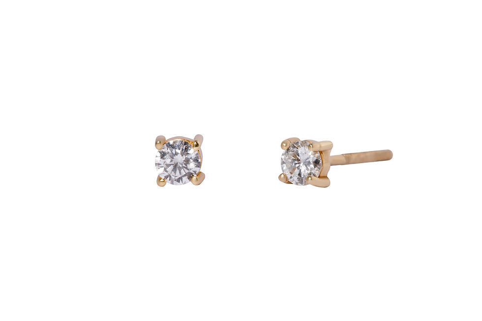 Miniatura: Par de broqueles 14 k  Oro blanco con Diamantes 0.38 cts
