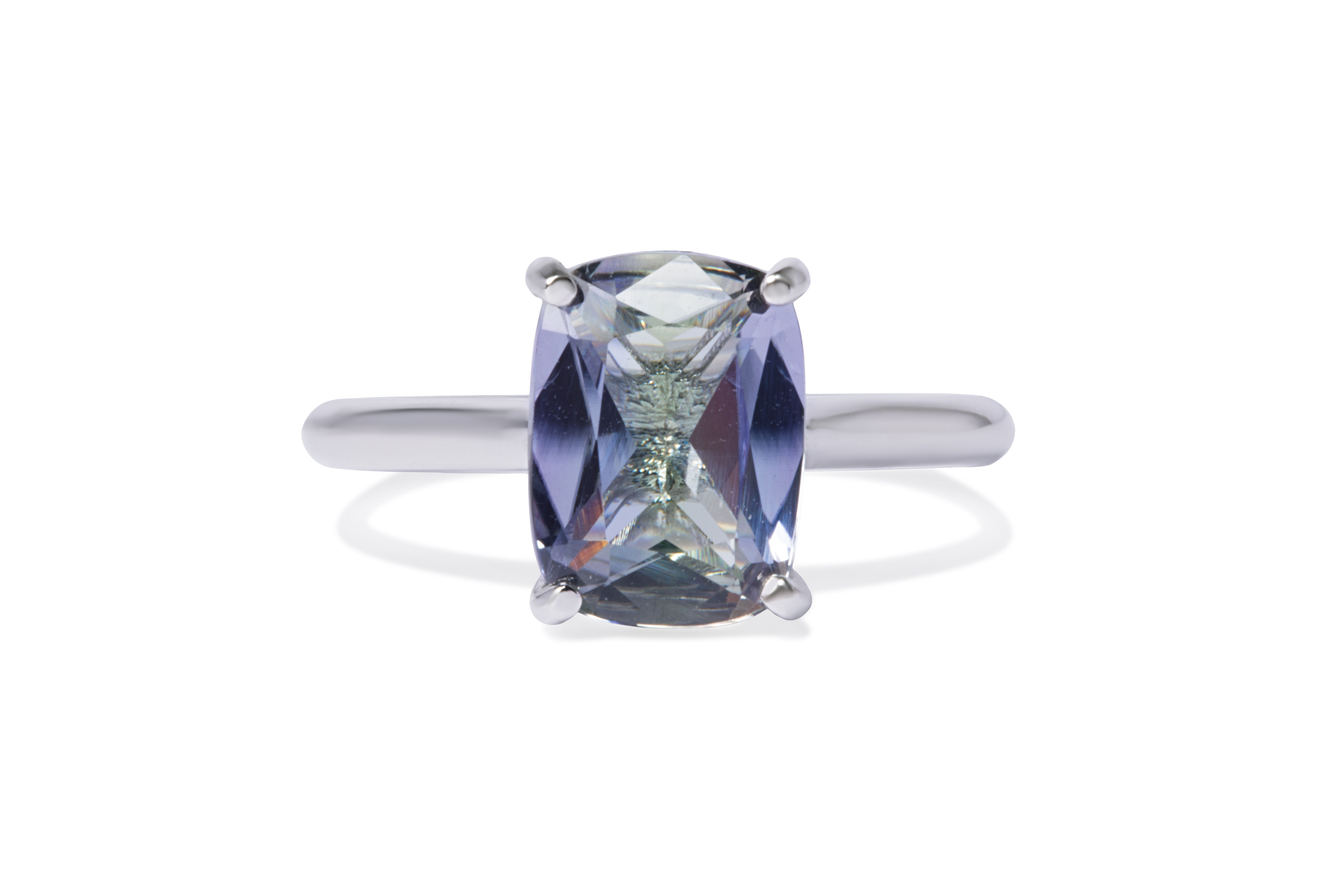 Anillo Oro Blanco 14k con Tanzanita bitono 2.67 cts