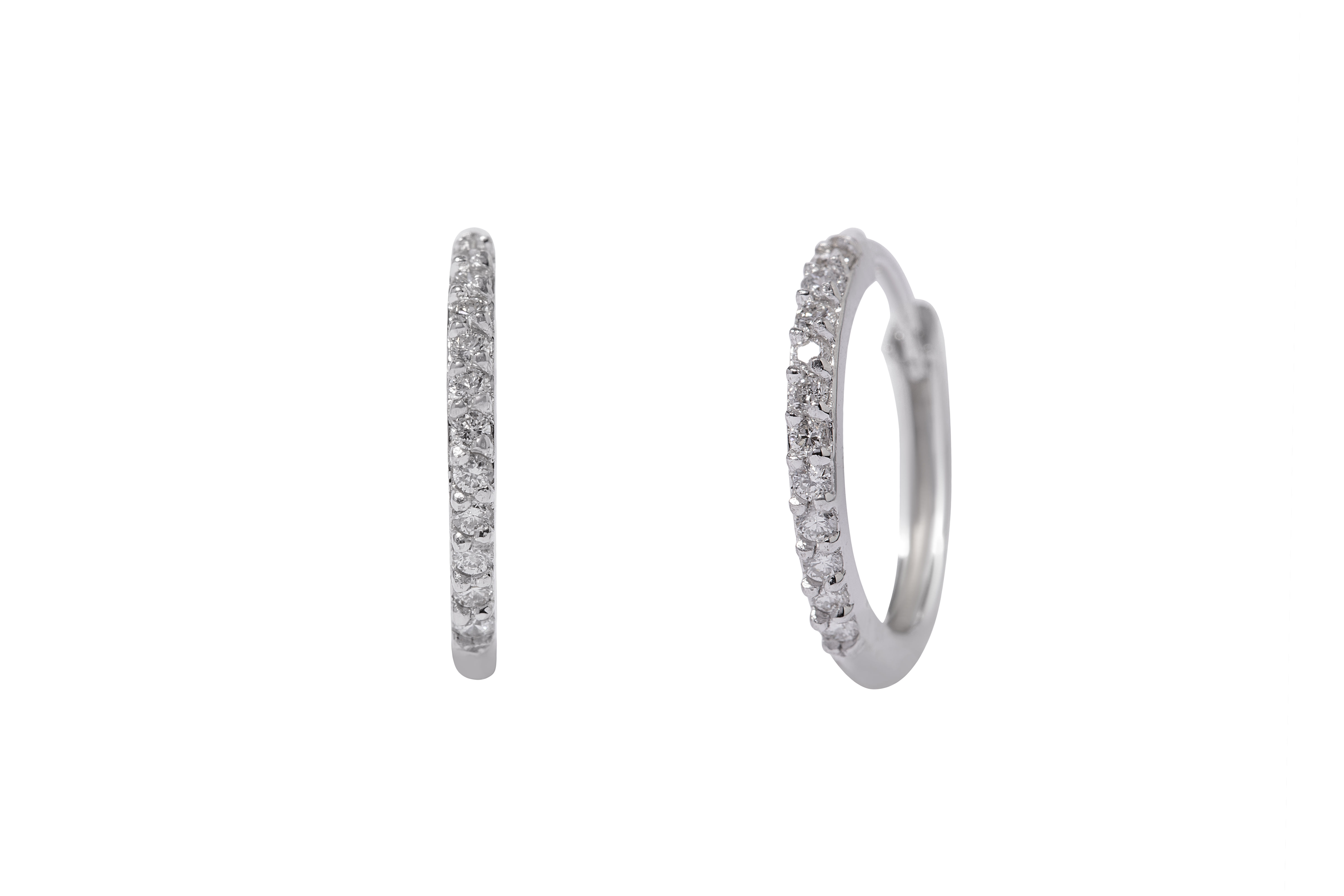 Arracadas medianas 14k Oro con Diamantes 0.25 cts