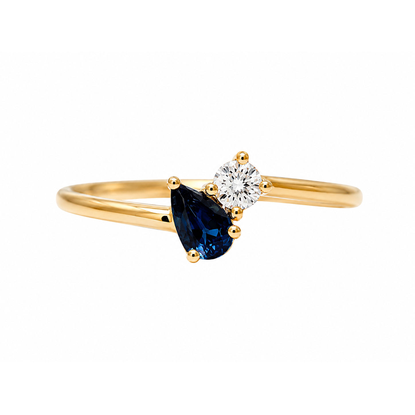 Anillo zafiro y diamante lab