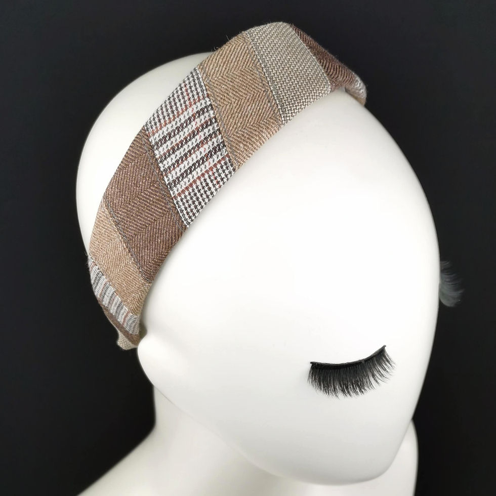 Thumbnail: Cerchietto Deluxe in Tessuti Preziosi di Riciclo - Deluxe Headband in precious upcycled fabrics - JCN Fascinators