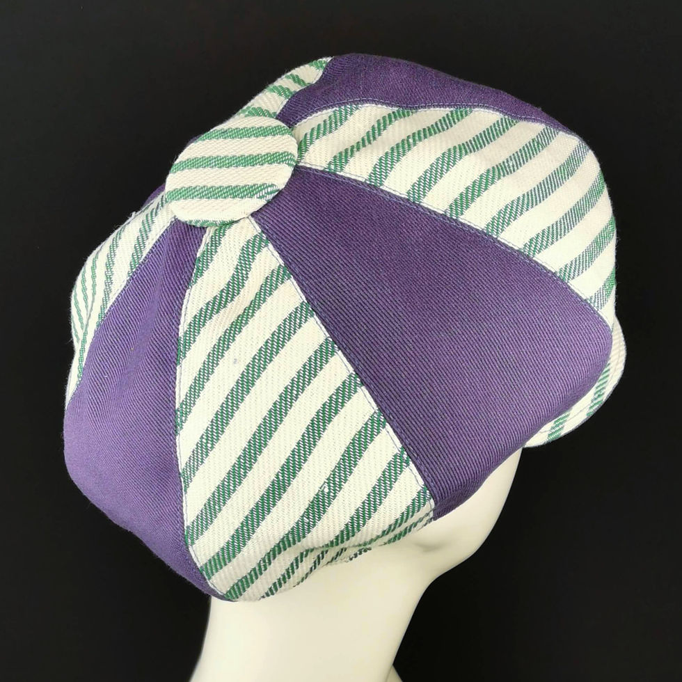 Thumbnail: Berretto Visiera in tessuti pregiati di riciclo. Newsboy Cap in upcycled luxury fabrics. JCN Fascinators